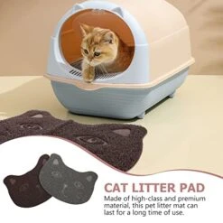 LUOZZY 2Pcs Pet Cat Litter Mats PVC Pet Mats Thick Pet Place Mats Puppy Kitten Mats For Home - Grey + Brown -Pet Products Shop 51zoDGxx24L