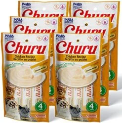 INABA Churu Cat Treats, Grain-Free, Lickable, Squeezable Creamy Purée Cat Treat/Topper With Vitamin E & Taurine, 0.5 Ounces Each Tube, 24 Tubes (4 Per Pack), Chicken With Shrimp Recipe -Pet Products Shop 612Hy7RYF5L. AC