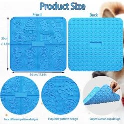 Femont X Large Licking Mat For Dog Slow Feeder Mat With 165 Strong Suction Cups For Peanut Butter,BPA Free Lick Pad For Pet Relieving Anxiety,Boredom,Grooming,Training(Blue,1 Spatula,1 Brush) -Pet Products Shop 61Abn6Pzs7L