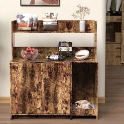 WJFORLION Litter Box Enclosure With Shelf And Doors, Litter Box Enclosures Furniture, Large Wood Cat Litter Box Furniture Hidden For Living Room, Bedroom, Rustic Brown -Pet Products Shop 61a55RW7IOL