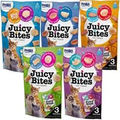 INABA Juicy Bites Grain-Free, Soft, Moist, Chewy Cat Treats With Vitamin E And Green Tea Extract, 0.4 Ounces Per Pouch, 15 Pouches (3 Per Pouch), 5 Flavor Variety Pack -Pet Products Shop 61gIsYPO4 L. AC