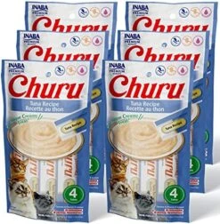 INABA Churu Cat Treats, Grain-Free, Lickable, Squeezable Creamy Purée Cat Treat/Topper With Vitamin E & Taurine, 0.5 Ounces Each Tube, 24 Tubes (4 Per Pack), Chicken With Shrimp Recipe -Pet Products Shop 61kpf6uCyvL. AC