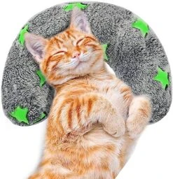 POMESEA Pet Pillow For Dogs, Glow In The Dark Soft Dog Neck Pillow, U-Shaped Pillow For Cat And Dog, Machine Washable Pet Calming Toy, Joint Relief Sleeping Improve For Pets (Pink) -Pet Products Shop 61pooBpYL. AC