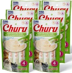 INABA Churu Cat Treats, Grain-Free, Lickable, Squeezable Creamy Purée Cat Treat/Topper With Vitamin E & Taurine, 0.5 Ounces Each Tube, 24 Tubes (4 Per Pack),Tuna Recipe With Seafood Flavors -Pet Products Shop 61xphaKfKlL. AC 1